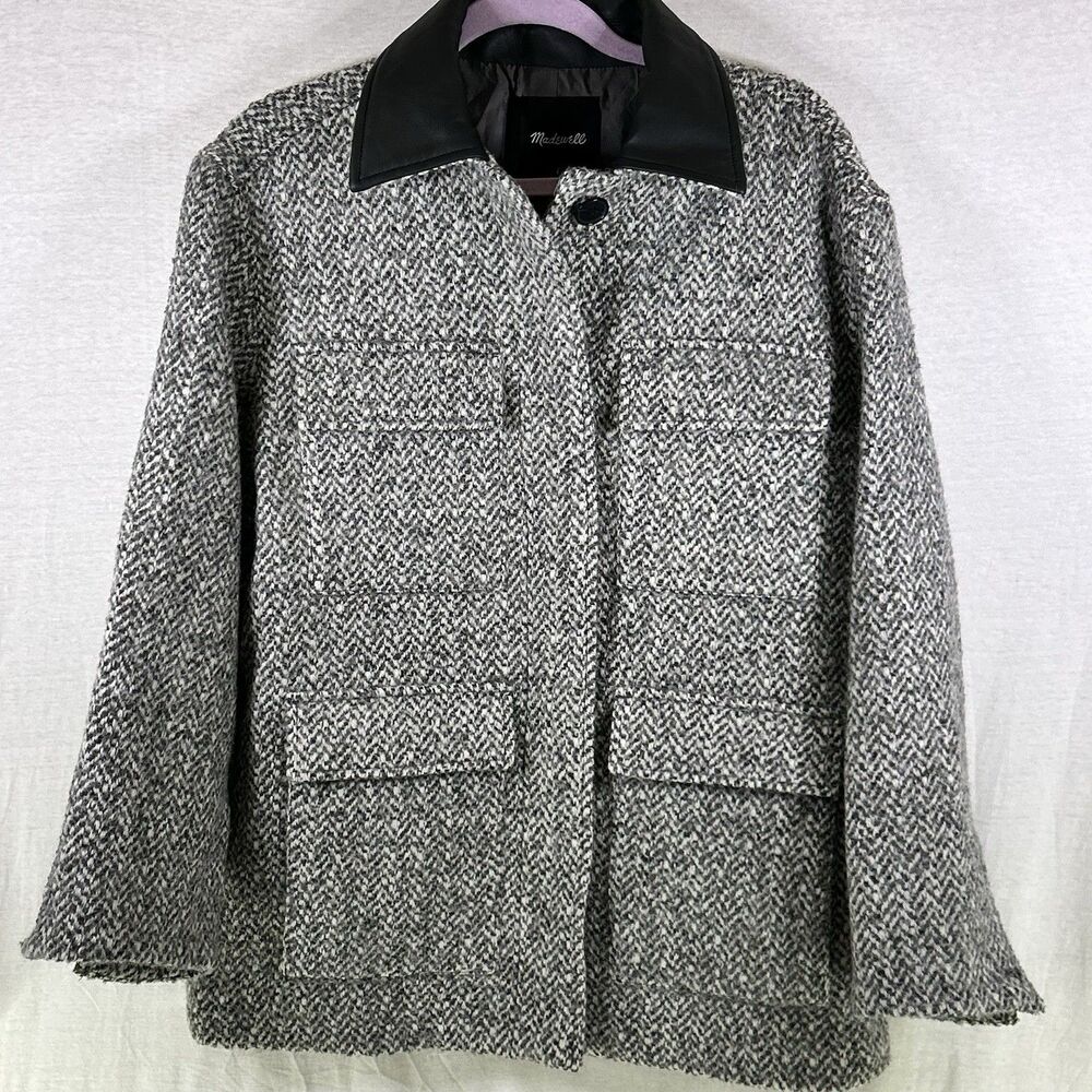 Madewell Gray Herringbone Alpaca Wool Italian Fabric Coatβ Jacket Womenβs Small